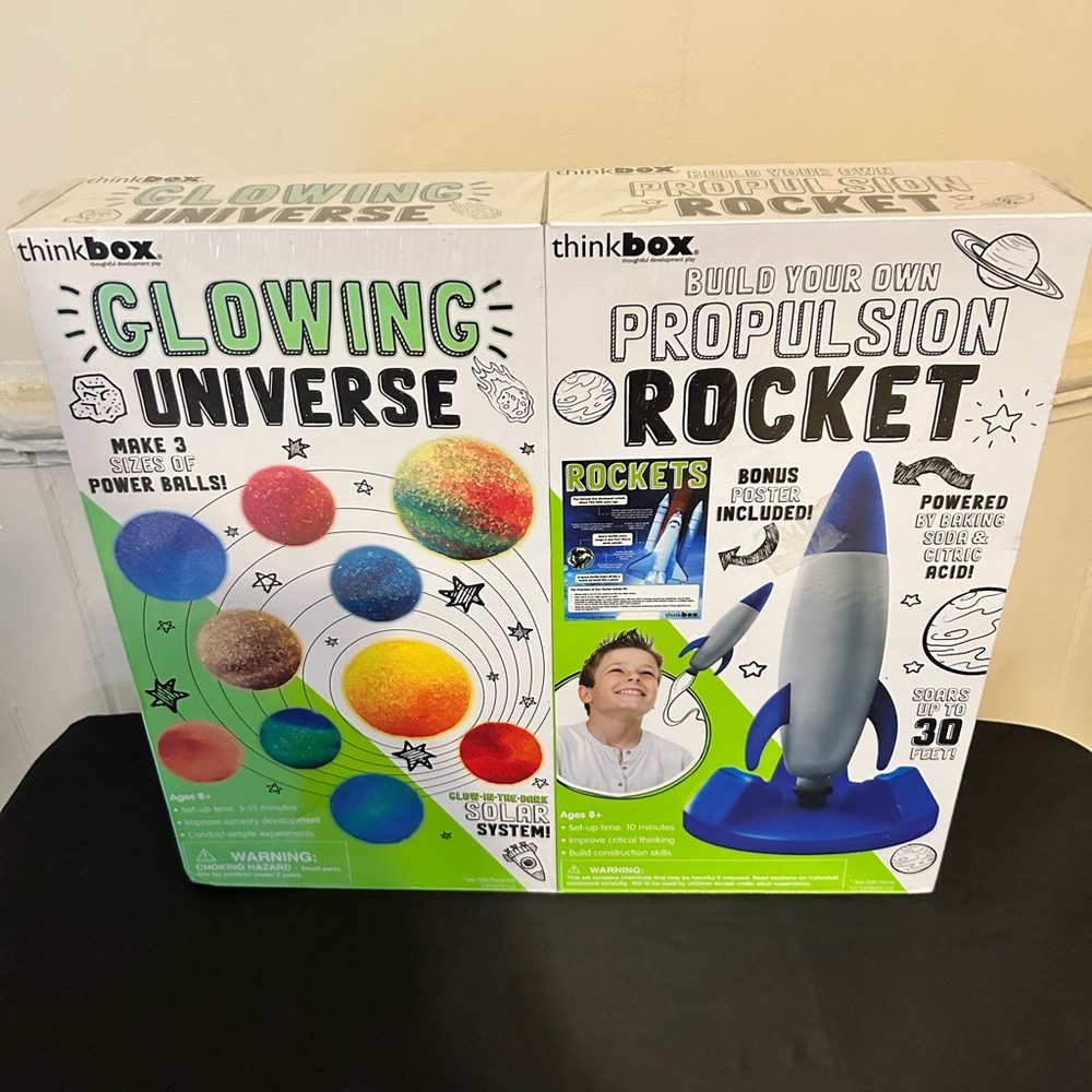 Think Box Two Educational Stem Kits -Propulsion Rocket -Glowing Universe Kit/NIB